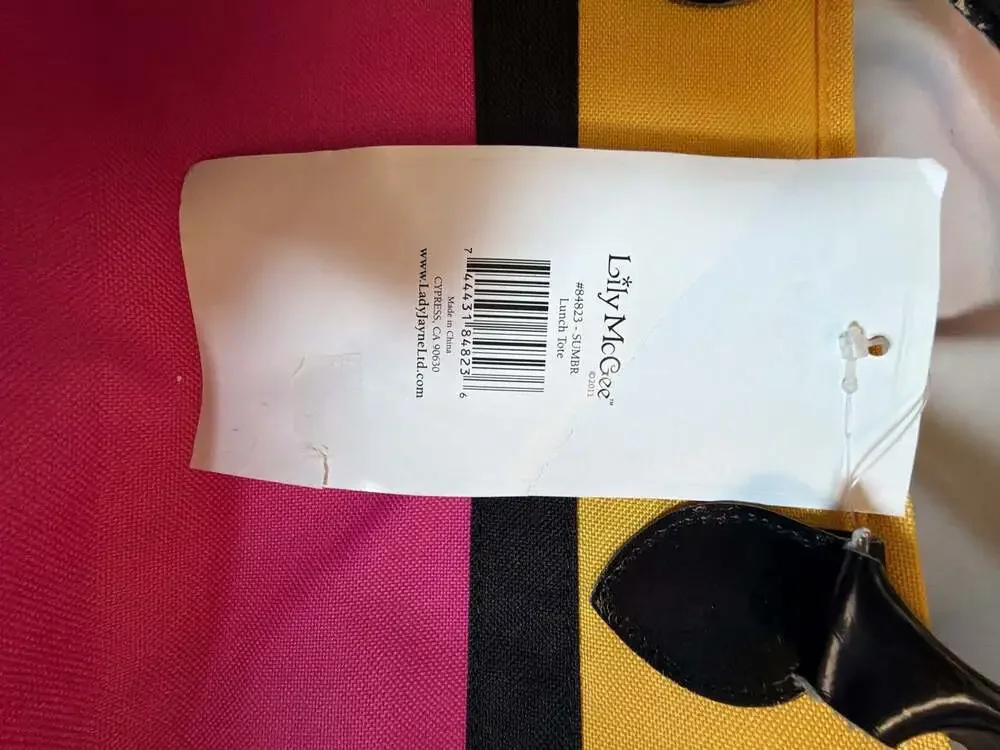 Lily McGee Colorblock Insulated Lunch Tote Pink Yellow Black
